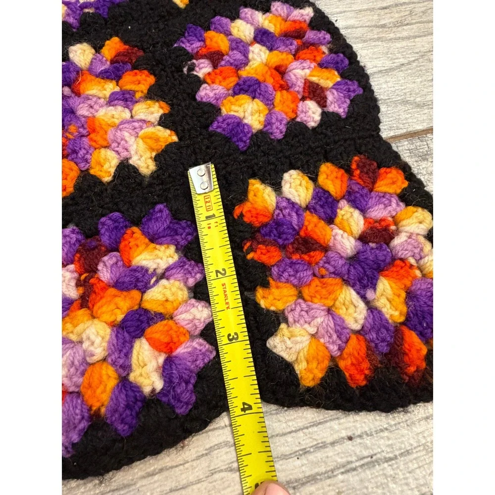 Crochet Granny Square Blanket Halloween Holiday Afghan Throw Handmade Vintage